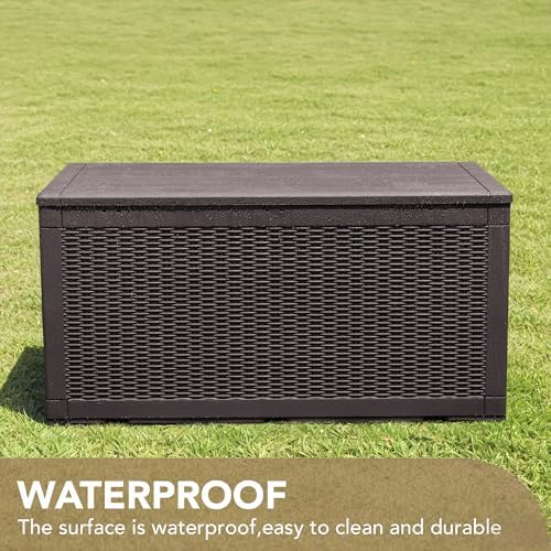 Devoko 100 Gallon Waterproof Deck Box, Resin Large Outdoor Storage Box - Image 4