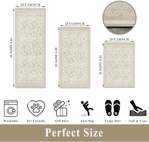 Kitchen Rug Sets 3 Piece, Washable Non-Slip Farmhouse Kitchen Mats - Image 2