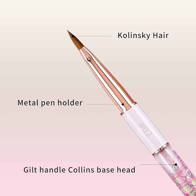 Acrylic Nail Brush Size 2,KEMEISI 100% Pure Kolinsky Nail Art Brushes Sturdy Handle Oval Shaped Acrylic Powder Nail Design Tools for Professional Manicure DIY Home Salon (White)