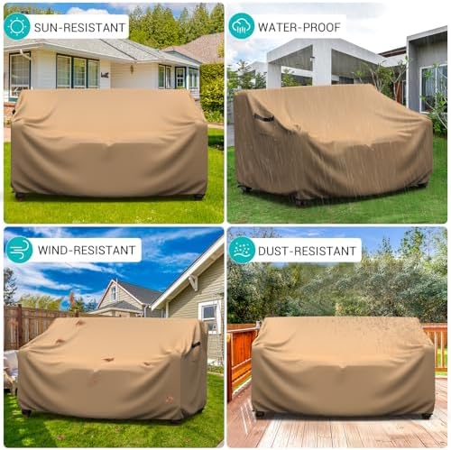 3-Seater Waterproof Outdoor Couch Cover 78"L×33"D×32"H Brown - Image 5