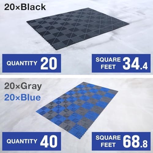 Japard Garage Floor Tiles, 20 Pack Interlocking Flooring Drainage 15.7 x 15.7 - Image 6