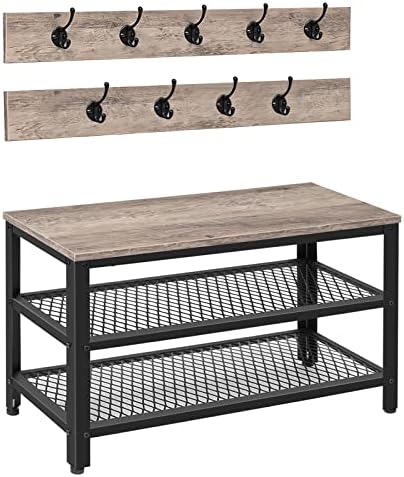HOOBRO Hall Tree Entryway Storage Bench, Coat Rack Shoe Bench, Shoe Rack by HOOBRO