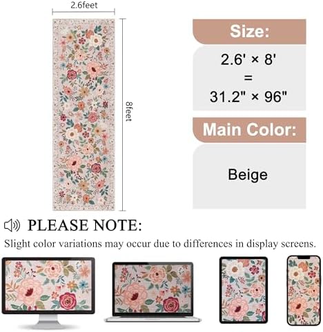 DUKINO 2.6x8 Runner Rug, Washable Runner Rug - Image 2