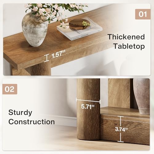 Tribesigns 63" Farmhouse Console Table, Narrow Long Sofa Table Behind Couch - Image 2