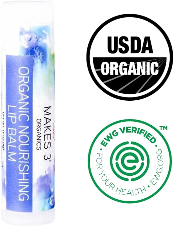 Lip Balm - Organic Natural USDA Certified 100% - Accelerates Healing - Unscented Moisturizing Balm Stick - Prevent Dry Cracked Lips - Hand-Crafted in Santa Barbara, California - 4 Pack Never Run Out