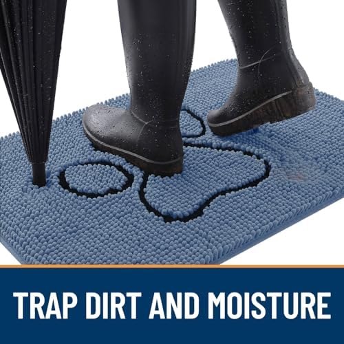 OLANLY Dog Door Mat for Muddy Paws 30x20, Paw Print Design Chenille Mud Mat - Image 2