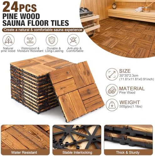 Nuanchu 24 Pack Wood Shower Floor Tiles - Image 2