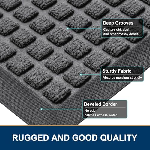 Smiry Front Door Mat Outside Entrance, Natural Rubber Doormat, 59x23 Inch - Image 3