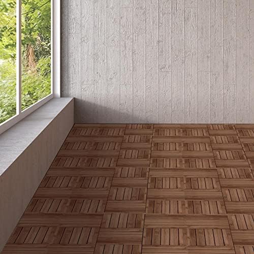 Topeakmart 12x12in Interlocking Wood Deck Tiles 11PCS Flooring - Image 2