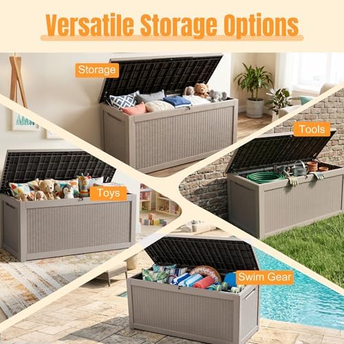 Outdoor Storage Box, 380 Gallon Waterproof Resin Deck Box - Image 5