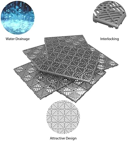 Pure Garden 12-Pack Polypropylene Interlocking Patio Deck Tiles - Image 6