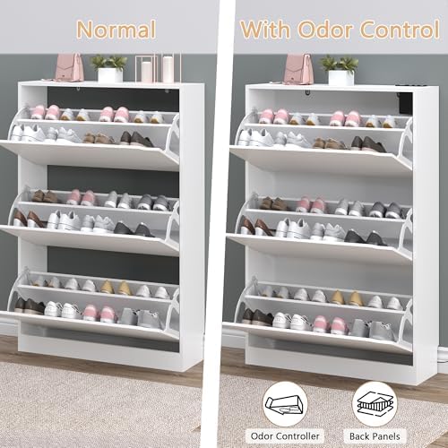 BORNOON Shoe Cabinet with Odor Control and Back Panels, Deodorizing Slim 3-Flip - Image 5