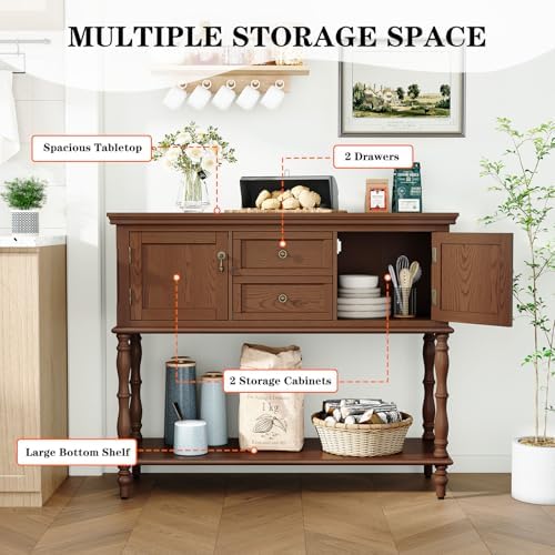 ARTPOWER Console Table with 2 Drawers, Retro Entryway Table with 2 Door - Image 3