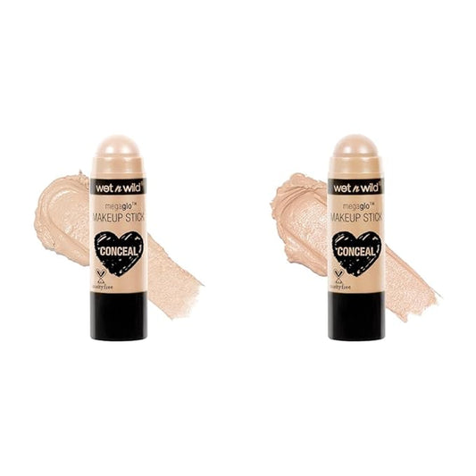 wet n wild MegaGlo Conceal and Contour Neutral Follow Your Bisque,1 Ounce and Nude For Thought Makeup Sticks Bundle