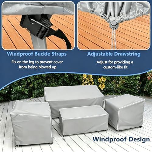 STARTWO Outdoor Furniture Cover 4 Piece Set, Small 420D - Image 3