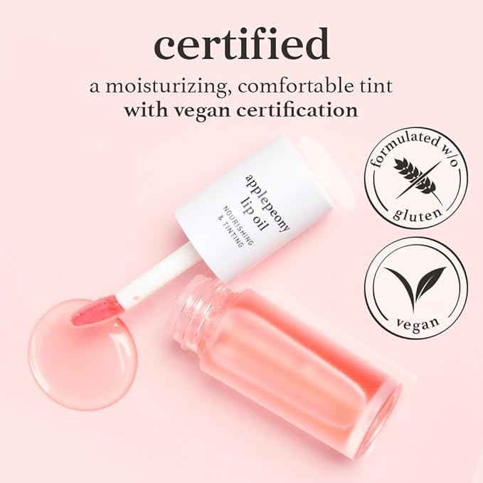 NOONI Korean Lip Oil - Applepeony | Long-Lasting, Moisturizing, Plumping, Revitalizing for Dry Lips, Waterproof, No Peel Off, Hydrating, Nourishing Crystal Clear, 0.12 FL Oz