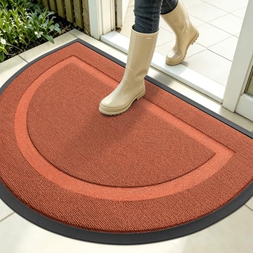 OLANLY Half Circle Front Door Mat Outside 35x23 All-Season Rubber Doormat by OLANLY