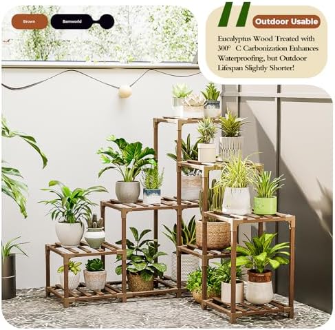 Bamworld Plant Stand Indoor Corner Plant Shelf Outdoor - Image 4