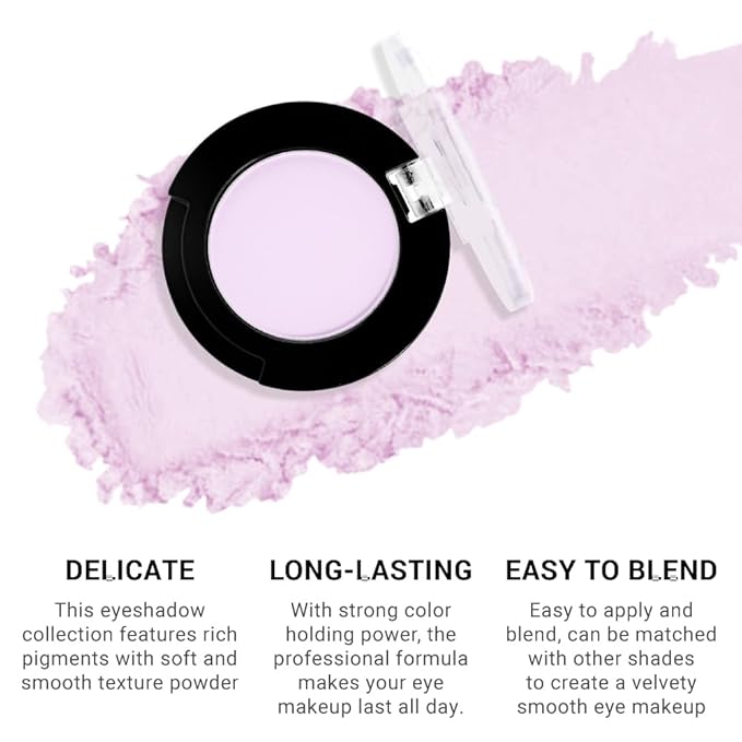 Monochrome Matte Eyeshadow Makeup Palette, Highly Pigmented Light Purple Eyeshadow Palette, Matte Pressed Powder Eye shadow Makeup, Single Vegan Eye Shadow, Daily Evening Women Girls Eyeshadow Gift12#