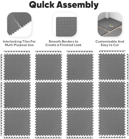 16 Pack 64 sqft Home Gym Mat, Puzzle Exercise Mat, EVA Interlocking Foam Floor - Image 6