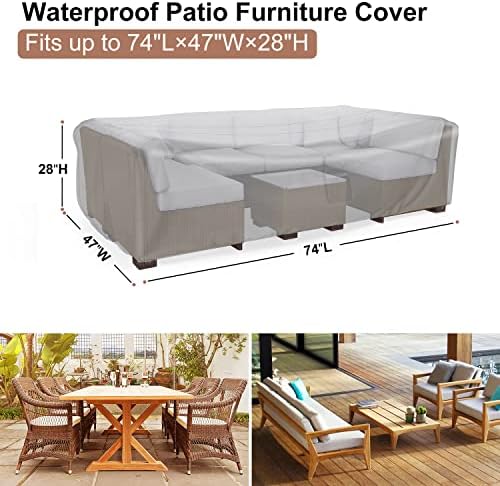 Mrrihand Outdoor Patio Furniture Covers Waterproof 74"Lx47"Wx28"H Black - Image 2