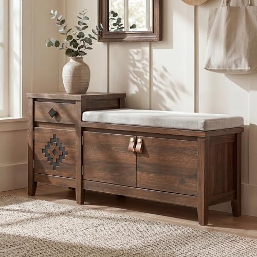 Entryway Bench with Storage, 3 in 1 Storage Bench with 1 Drawer and 2 Cubbies by Unknown