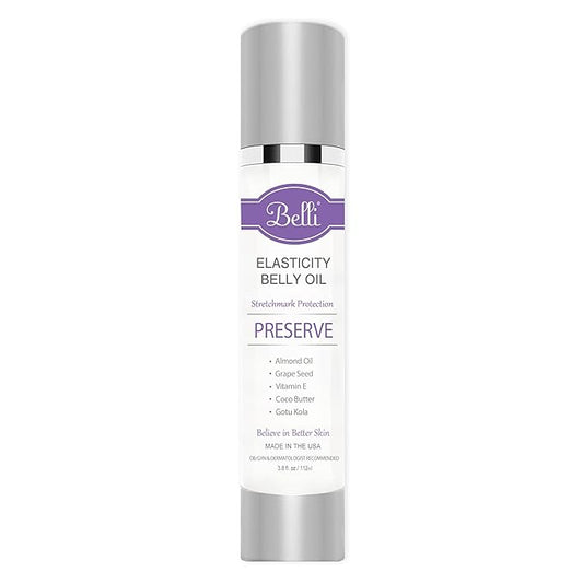 Belli Pregnancy Stretch Mark Belly Oil: 3.8 Ounces of Essential Maternity Skin Care with Vitamin E for Healthy Skin, Scar Protection, and OB-GYN, Dermatologist Recommended