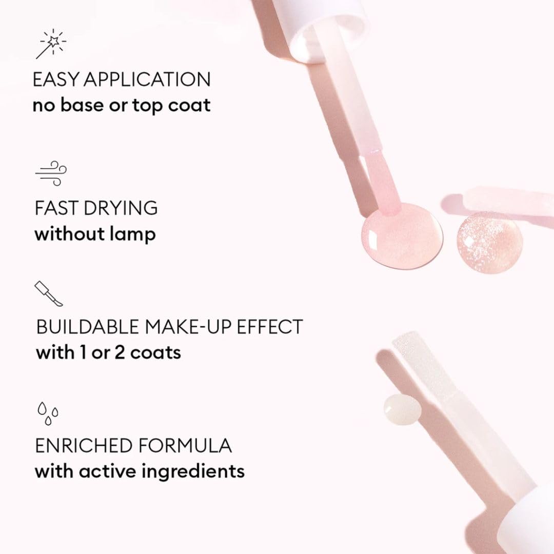 Manucurist Active Plump Nail Polish & Care - Collagen & Peach Extract - No Lamp - Nail Hydrator with Ultra-Glossy Baby Rose Shimmer for Instant Plumping Effect - Nail Volumizer - Vegan & Plant-Based