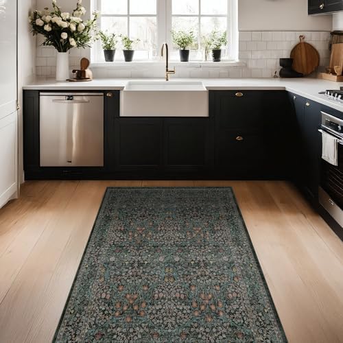 Dark Green 4x6 Entryway Rug, Washable Area Rug 4x6 - Image 4