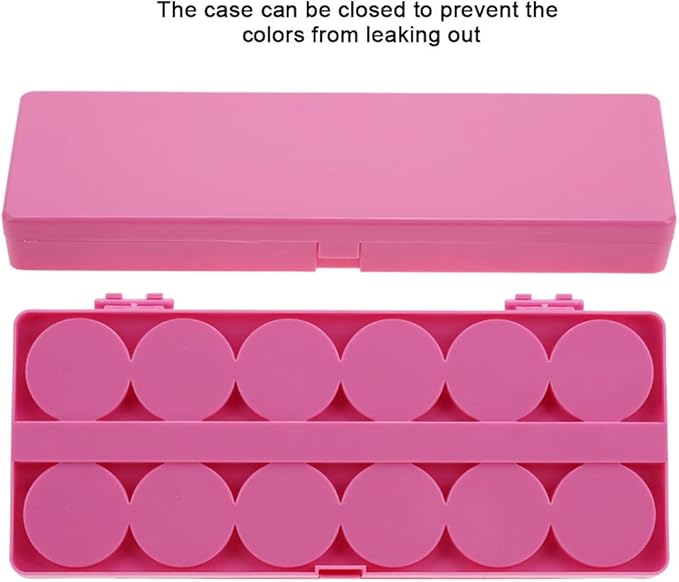 Nail Art Palette, 24 Grid Plastic Nail Art Paint Color Mixing Palette Plate Watercolor Pigment Color Mixing Case Manicure Drawing Tray(Rose Red)