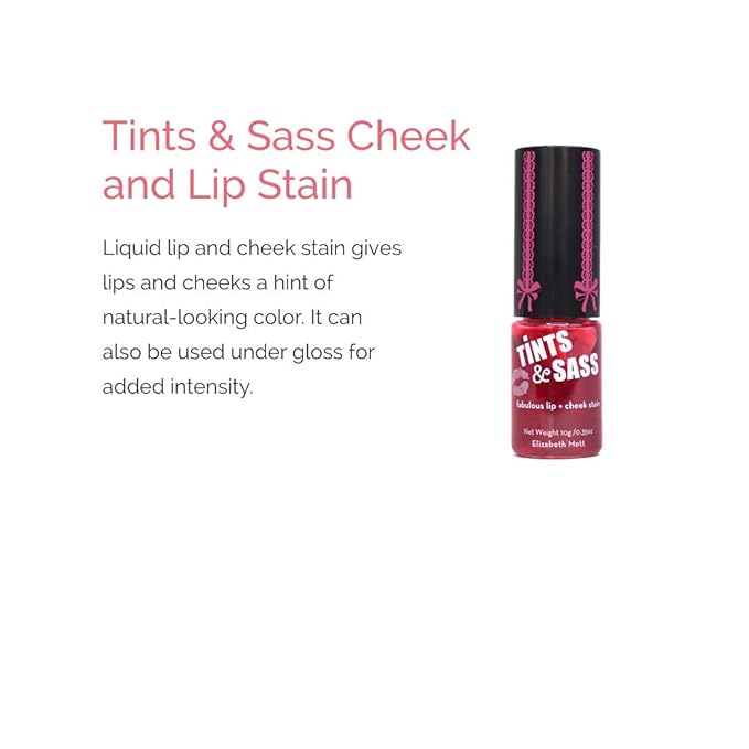 Elizabeth Mott Tints & Sass Lip and Cheek Stain – Long-Lasting Rosy Pink Tint for Lips & Cheeks, Natural Buildable Color, Smudge-Proof, Lightweight, Cruelty-Free Makeup for All Skin Tones (10g/0.35oz)