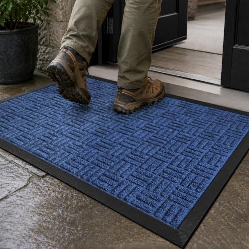 Mibao Front Door Mat Outdoor Entrance, Waterproof Dirt Trapper Doormat by Mibao