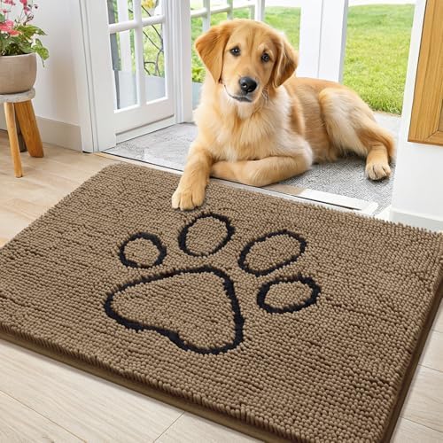 Smiry Dog Door Mat for Muddy Paws, Absorbent Non Slip Dirt Trapper by Smiry