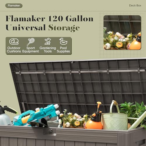 Flamaker Internal 120 Gallon Deck Box Waterproof, Large Outdoor Storage Box - Image 5