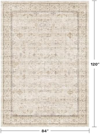 Farmhouse Rugs for Living Room 7x10, Low Pile Soft Retor Foldable Area Rug for - Image 2