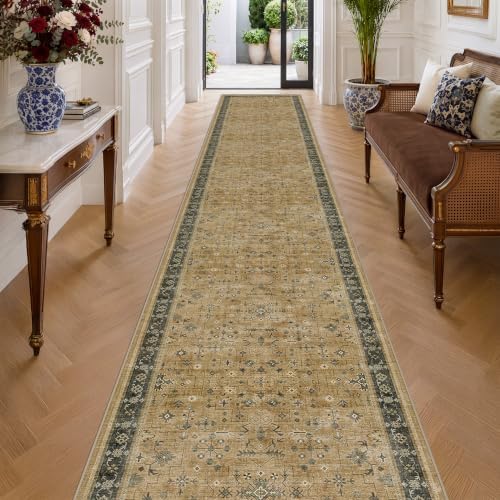 Hazo Haus Washable Earthy Tone 3x20 Extra Long Hallway Runner Rug, Boho Kitchen by HazoHaus