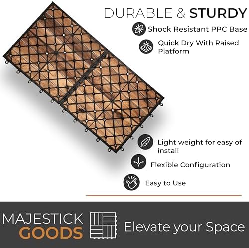 Majestick Goods 6-Pack Longboard Acacia Wood Interlocking Deck Tiles - Image 5