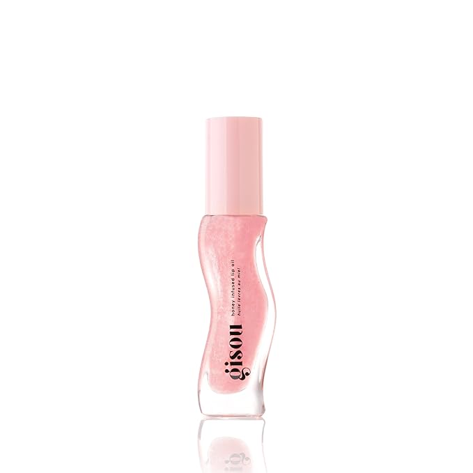 Gisou Honey Infused Hydrating Lip Oil, Nourishing Lip Moisturizer for Dry Lips, High Shine, Smooth Finish, Clear Pink Shimmer Shade, Fresh Watermelon Scent, Watermelon Sugar, 8ml