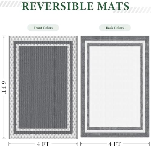 HappyTrends Outdoor Rug Portable Plastic Straw Camping Rugs - Image 2