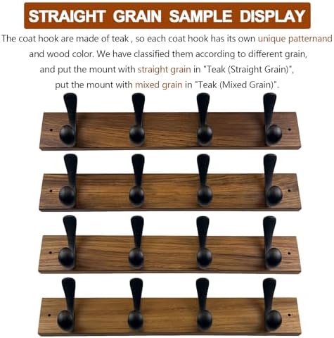 Wooden Coat Rack Wall Mount, Teak Solid Wood Coat Hanger - Image 6