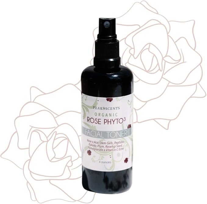 Organic Phyto³ Rose Water Facial Toner Spray - Pure Rosewater for Face, with Acaí and Herbal Extracts - Eco-Friendly and Vegan - Hydrating Rose Water Organic Face Spray (4 oz)