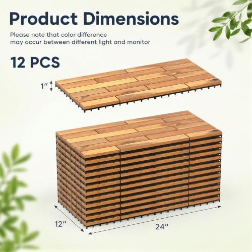 Goplus 12-Pack Acacia Wood Interlocking Deck Tiles - Image 6