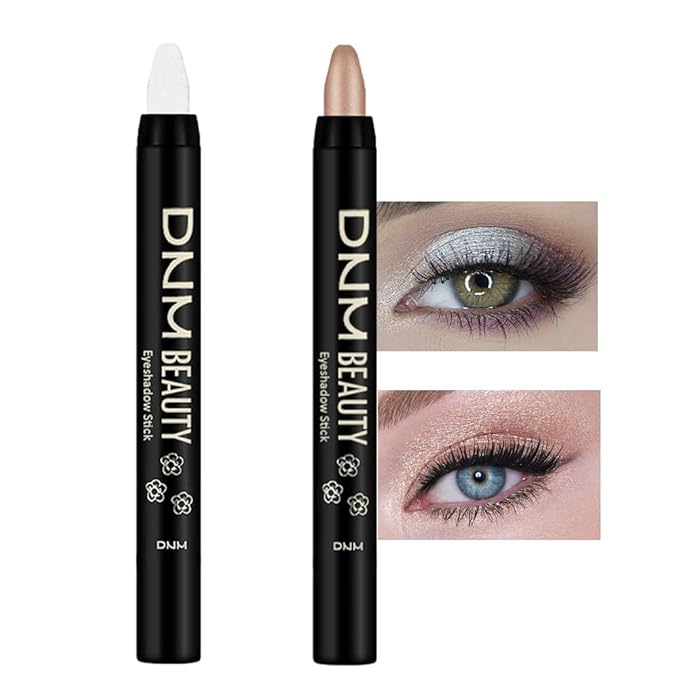 Kaely 2Pcs Cream Eyeshadow Stick Set for Eyes,Pearl White & Mocha Beige Shimmer Pen,Eye Brightener Halloween Makeup,sombras para ojos,Smooth Eye Shadow Highlighter Crayon Pencil Waterproof,01+14