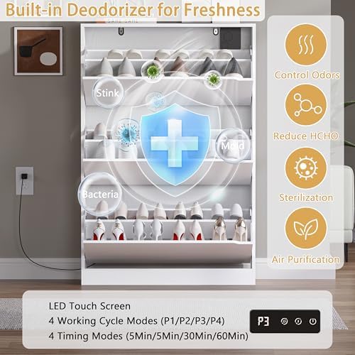 BORNOON Shoe Cabinet with Odor Control and Back Panels, Deodorizing Slim 3-Flip - Image 3