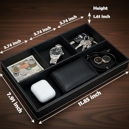 Leather Valet Organizer Nightstand & Dresser Storage Tray - Image 7