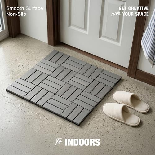 Acacia Wood Interlocking Deck Tiles, Patio & Backyard Tile, 12 in - Image 4