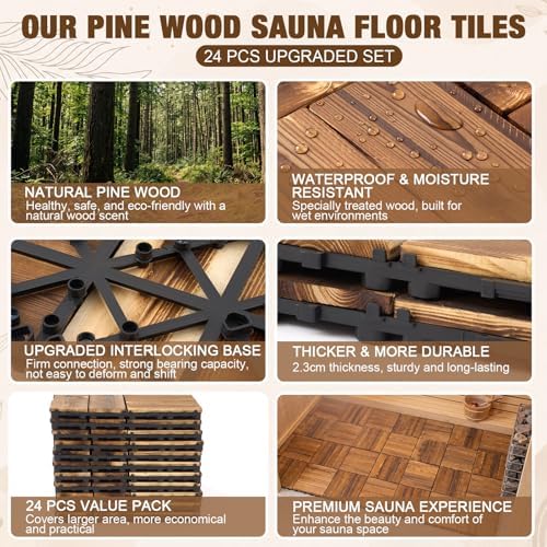 Nuanchu 24 Pack Wood Shower Floor Tiles - Image 3