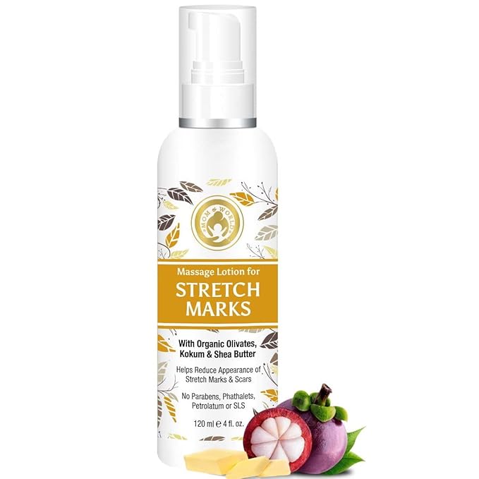 Mom & World Massage Lotion For Stretch Marks -120ml - With Organic Olivates, Kokum & Shea Butter