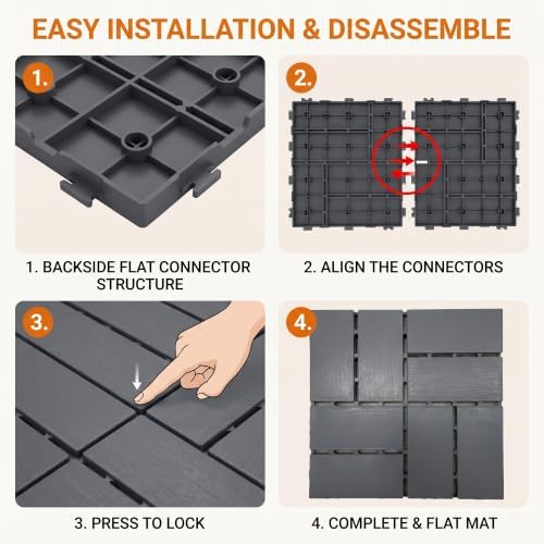 44 PCS 12"x12" Interlocking Deck Tiles - Image 5