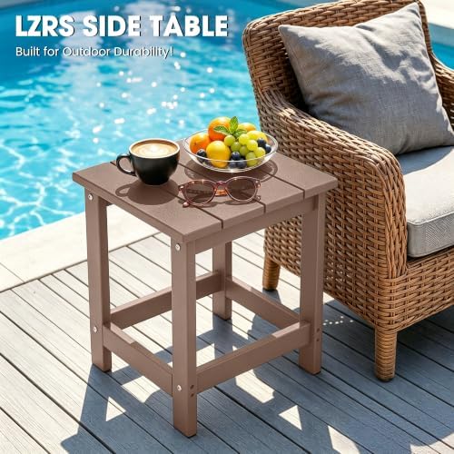 LZRS Patio Side Table, Heavy Duty HDPE Outdoor End Table - Image 6